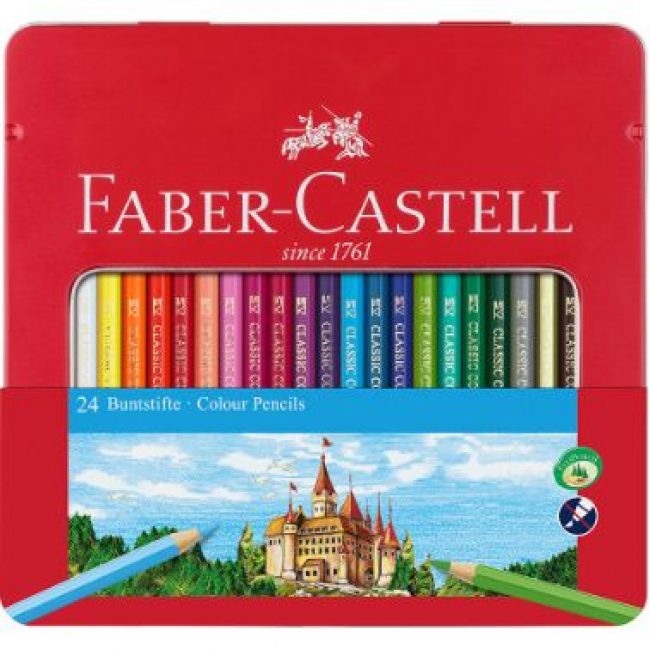 Llapis de colors caixa metàl·lica Faber Castell Castillo -p 24-