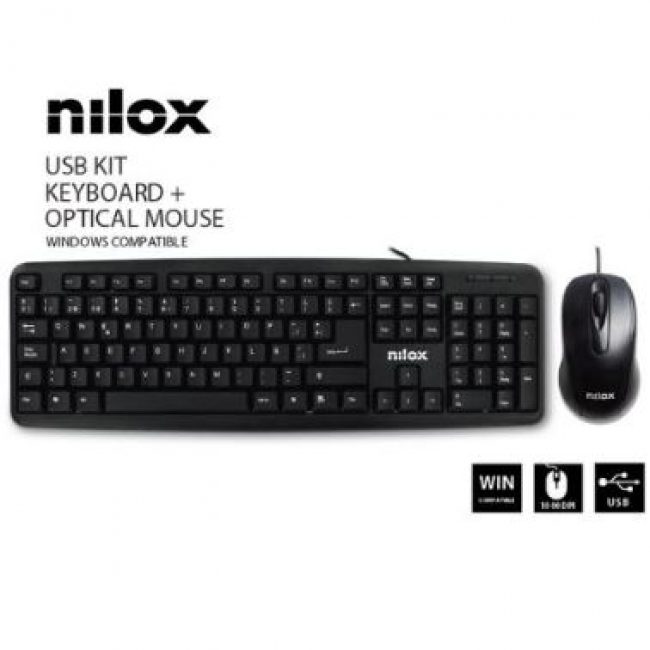 Teclat i mouse USB òptic negre Nilox NXKME000003