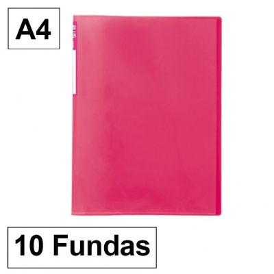 Carpeta 10 fundes fixes A4 rosa  Plus 180878