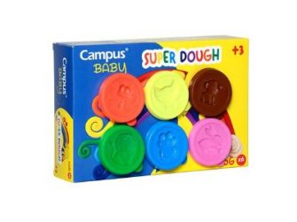 Plastilina Super Dough 6 colors pots 50g Campus 630852