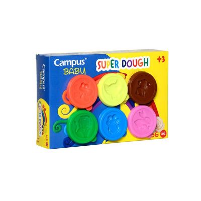 Plastilina Super Dough 6 colors pots 50g Campus 630852