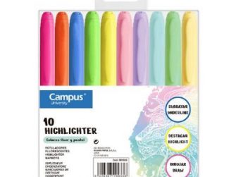 Fluorescent 10 colors (5 pastels + 5 brillants) Pen Highlighter Campus